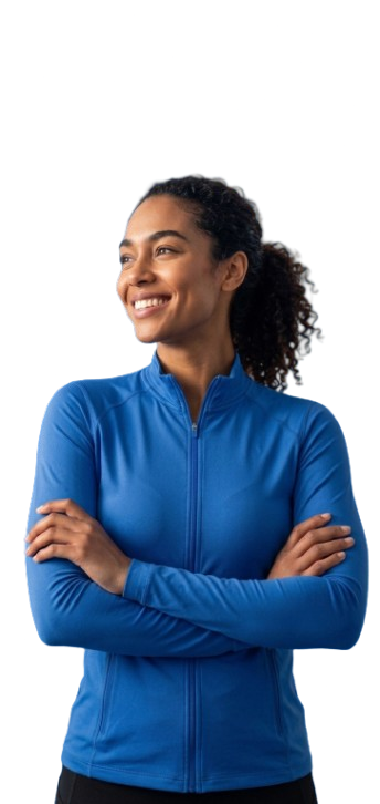 A confident woman in an athletic top — ready to take control of her health.